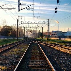 Railway tracks against sky