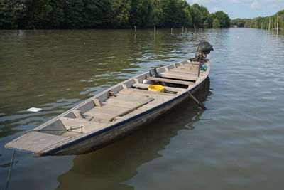 High angle view of boat in lake