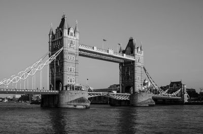 Suspension bridge over river