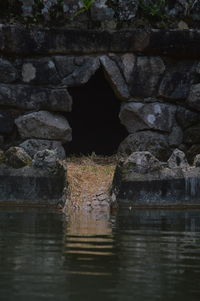 Reflection of rocks in water