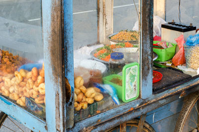 Various food for sale at market stall