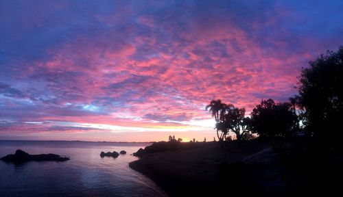 Scenic view of sea against dramatic sky