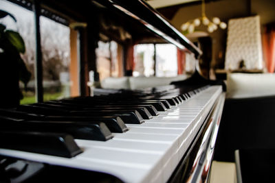 Close-up of piano keys