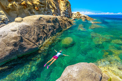 People swimming in sea