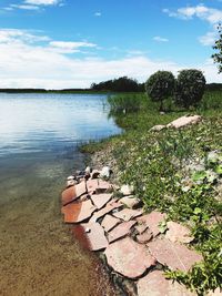 Scenic view of lake against sky