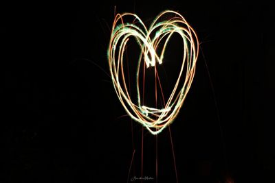 Light painting against black background