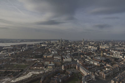 High angle view of cityscape against sky