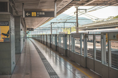 Train at railroad station platform