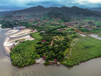 Aerial view of tokeh beach and the lake