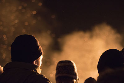 Rear view of people enjoying at night