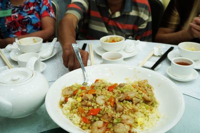 Midsection of food on table