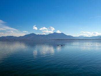 Scenic view of lake against sky