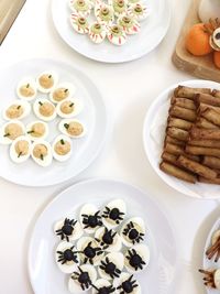 High angle view of breakfast in plate on table