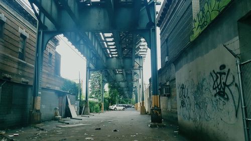 Narrow alley along buildings