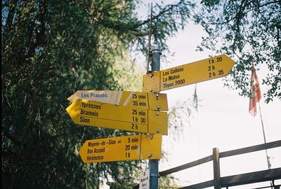 Sign board on road