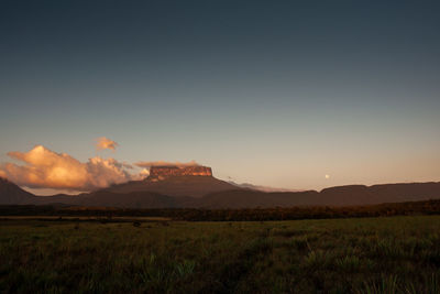 Scenic view of field against sky during sunset