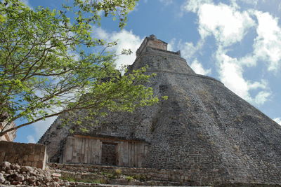 Low angle view of old building against sky