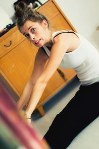 Young woman looking down
