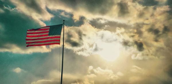 Low angle view of american flag