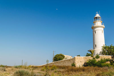 View of tower against clear blue sky