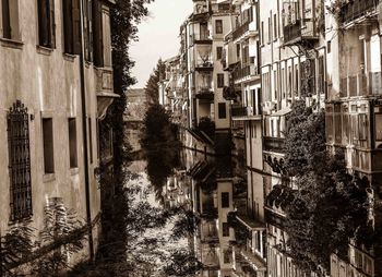 Street amidst residential buildings