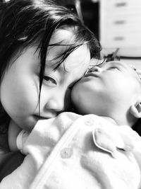 Close-up of cute baby sleeping