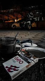 Close-up of coffee cup on table