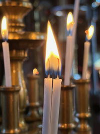 Close-up of illuminated candles