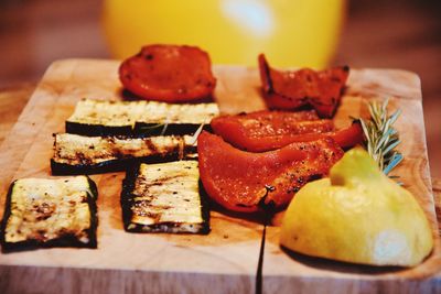 Close-up of breakfast served on table