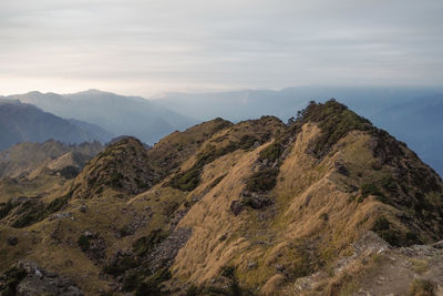 Scenic view of mountain range against sky