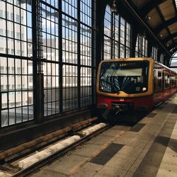 Train at railroad station platform