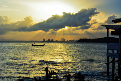 Scenic view of sea against sky during sunset