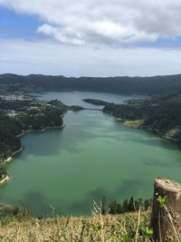 Scenic view of lake against sky