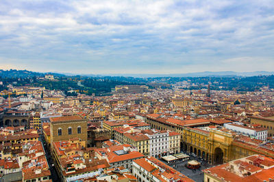 Cityscape of florence, tuscany, italy, during sunset in autumn.