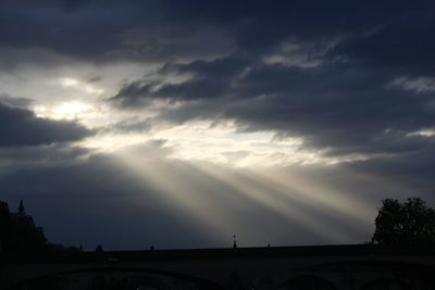 Low angle view of cloudy sky at sunset