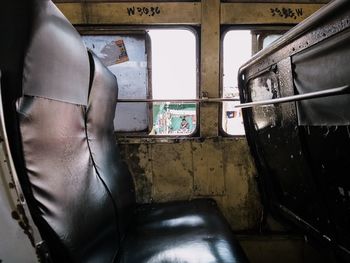 Interior of abandoned bus