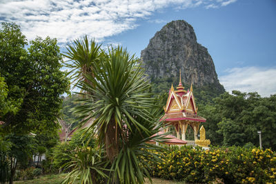 Low angle view of temple against sky