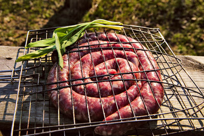 Meat on barbecue grill