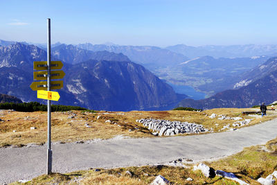 Scenic view of landscape and mountains against sky