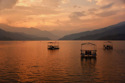 Sunset at the phewa lake, pokhara