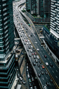 High angle view of traffic on city street