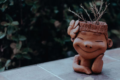 Smile children clay boy cute pot plant design