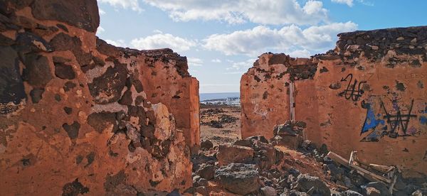 Panoramic view of rock formations against sky