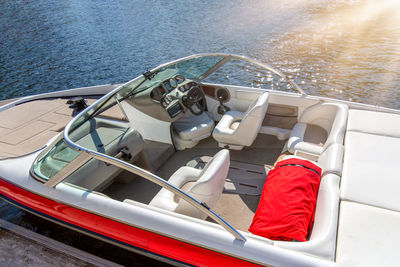 High angle view of people on boat