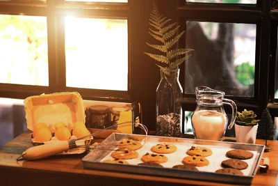 Close-up of food on table