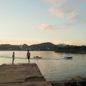 Scenic view of sea against sky during sunset