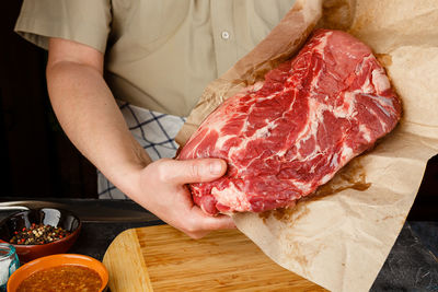 Close-up of person preparing food