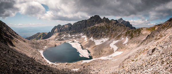 Panoramic view of landscape and mountains against sky