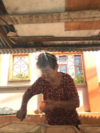 Woman looking at camera