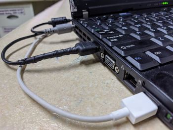 Close-up of laptop on table